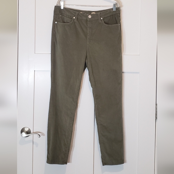 Seven 7 Corduroy Pants Ultra High Rise Skinny Olive Green Cotton Stretch Size 12 - Picture 1 of 16